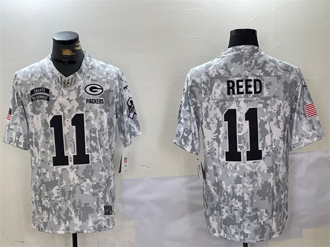 Men's Green Bay Packers #11 Jayden Reed 2024 F.U.S.E. Arctic Camo Salute to Service Limited Football Stitched Jersey